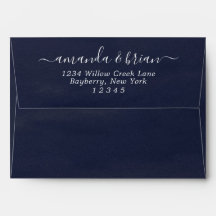Letra de Script de Papel Azul-Aquarela marinho 5x7