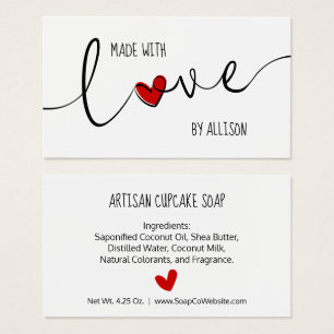 Letra de Script do Coração Vermelho Feita com Etiq