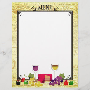 Letra do menu do janto de queijo de vinho Gourmet