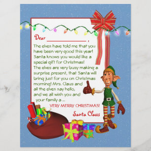 Letra do papai noel - cabeçalho do duende e dos