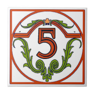 Letra espanhola vermelha Azulejos numéricos