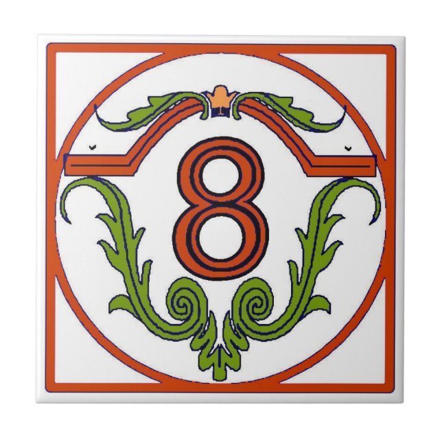 Letra espanhola vermelha Azulejos numéricos (Frente)