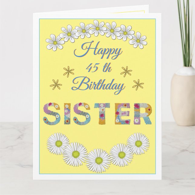 Letra Flor Cartão de Aniversário Personalizado Irm (Frente)