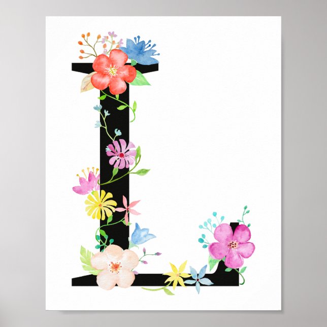 Alfabeto Floral Letras Com Flores Aquarela Design Arte Criativa