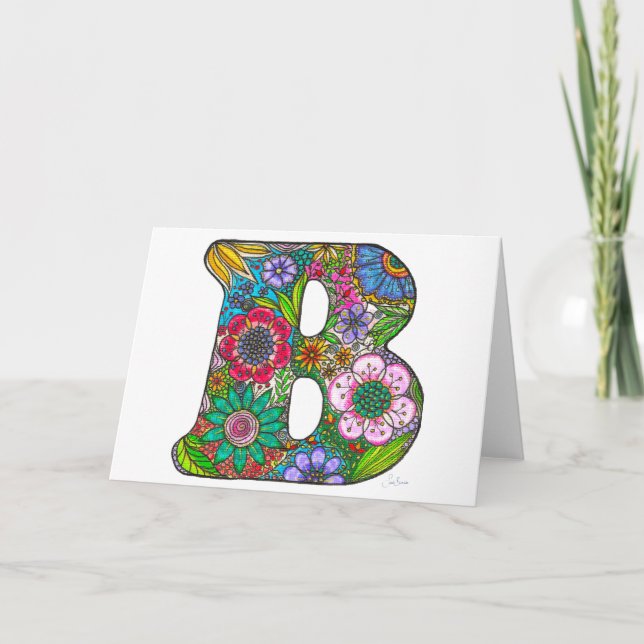 Letra Floral B Cartão de Saudação - de arte origin (Frente)