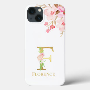 Letra Floral e Dourada H Monograma