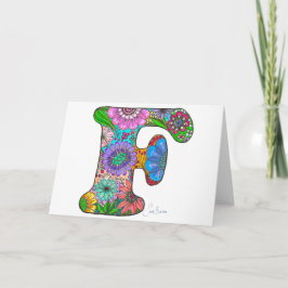 Letra Floral F Cartão de Saudação - Dentro Vazio