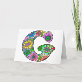 Letra Floral G Cartão de Saudação - Dentro Vazio