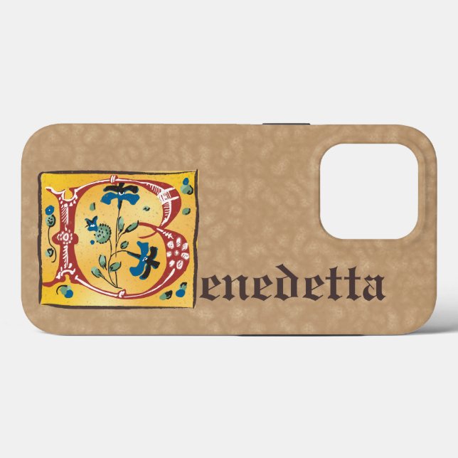 Letra Floral Iluminada Medieval B Monograma (Verso (horizontal))