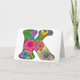 Letra Floral K Cartão de Saudação - Dentro Vazio