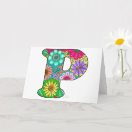Letra Floral P Cartão de Saudação - Dentro Vazio