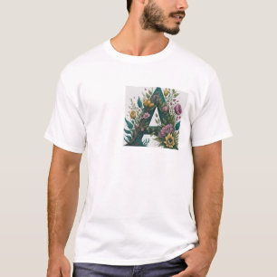 Letra Floral Start com "A" Nome Design T-Shirt
