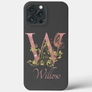 Letra floreal cor-de-rosa W