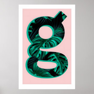 Letra G Impressão Monstera Planta Tipografia, A3A4