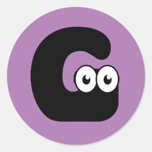 Letra googly G adesivo redondo clássico