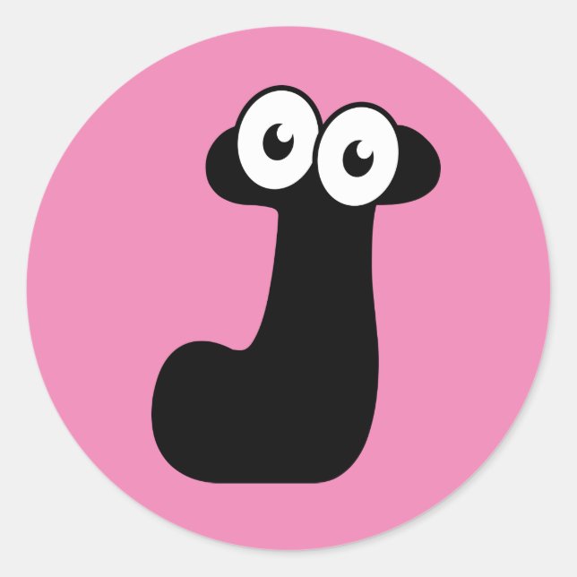 Letra googly J adesivo redondo clássico (Frente)