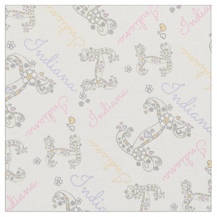 Letra inicial I tecido de nome de Indiana personal