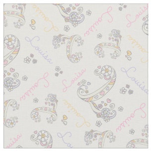 Letra inicial L Louisa tecido de nome personalizad