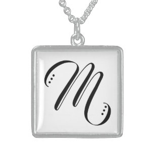 Letra inicial M Monograma Colar
