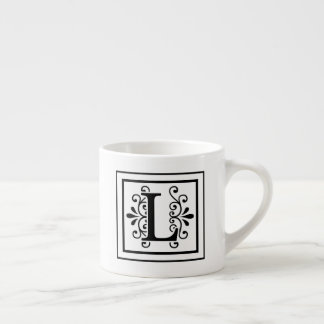 Letra L caneca do café do monograma