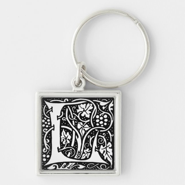 Letra 'L' William Morris Design - Chaveiro (Frente)