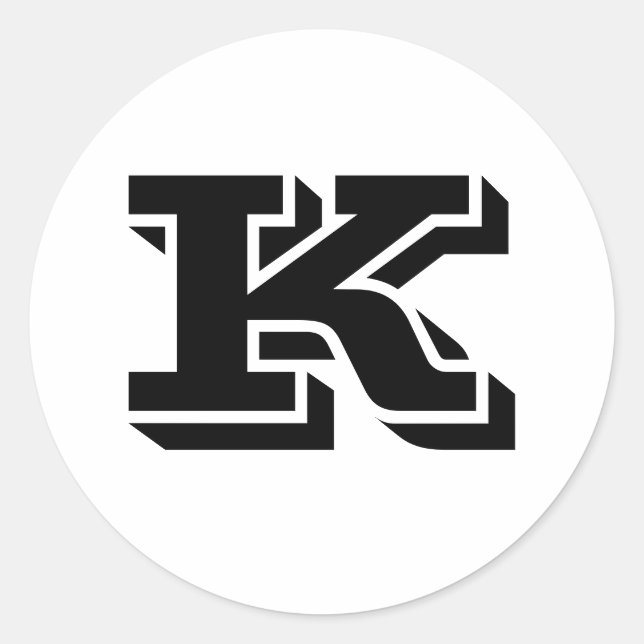 Letra maiúscula K pequenos adesivos redondos por J (Frente)