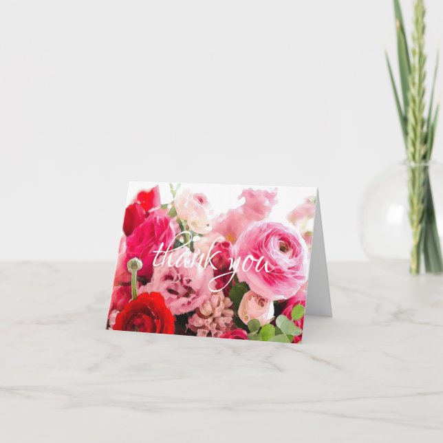 Letra manuscrita de agradecimento Rosas em aquarel (Frente)