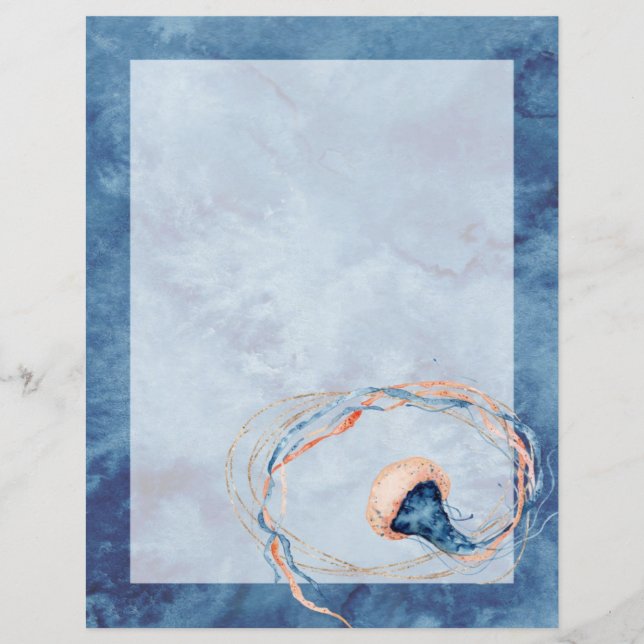 Letra Minúscula Papel de carta Sem Linhas da Água  (Frente)