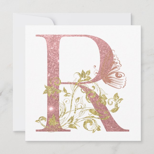 Letra Minúscula Rosa rico - Placa Quadrada R - Let (Frente)