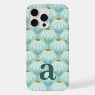 Letra Monograma Média Azul Turquesa Floral Vintage