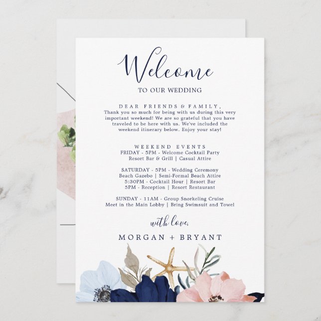 Letra Náutica Moderna de Boas-vindas Itinerário e  (Frente/Verso)