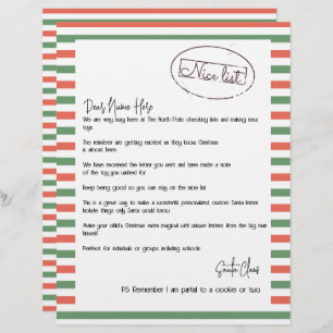 Letra Nice List de Papais noeis Personalizados