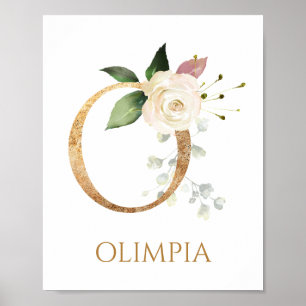 Letra O Monograma rosa Nursery Poster