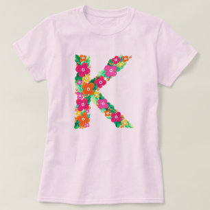 Letra oral K camiseta básica da mulher