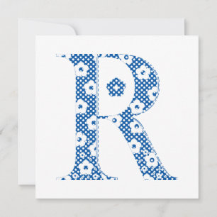 Letra Padrão Flor R (azul)