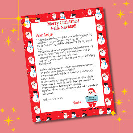 Letra Papai noel Vermelho Bilíngue para Crianças E