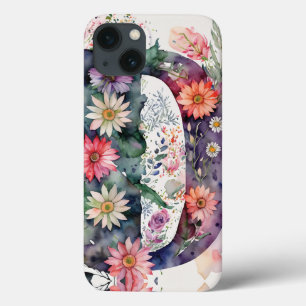 Letra personalizada D Elegante Floral Watercolor