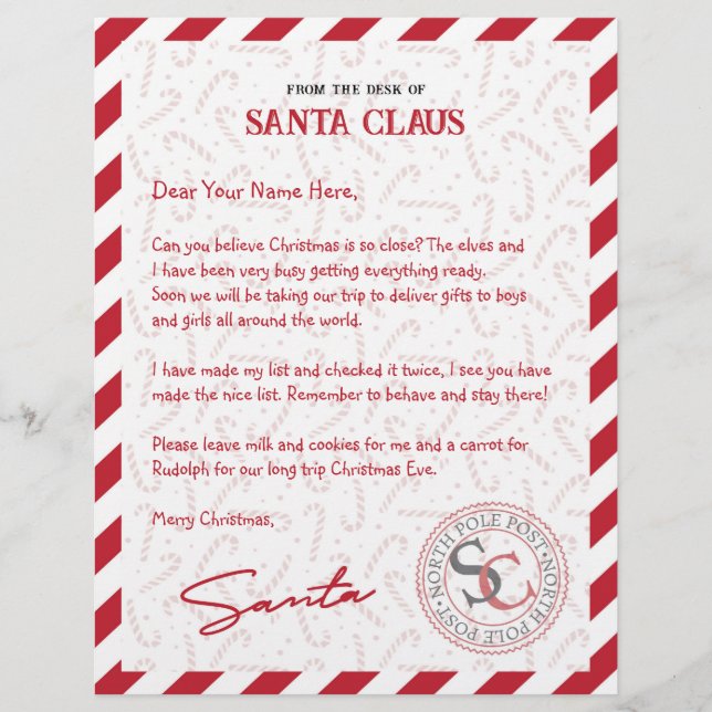 Letra Red White Candy Candi De Papai Noel (Frente)