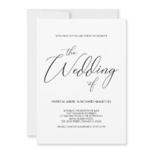 Letra Script de Convites de Casamento Preto e Bran