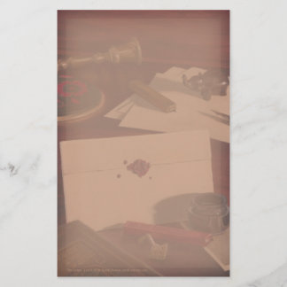 Letra selada em artigos de papelaria antigos da