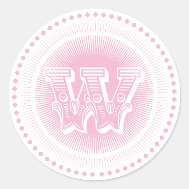 Letra W Monograma com Adesivos redondos (Frente)