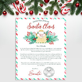 Letra Watercolor de Papai Noel para Crianças