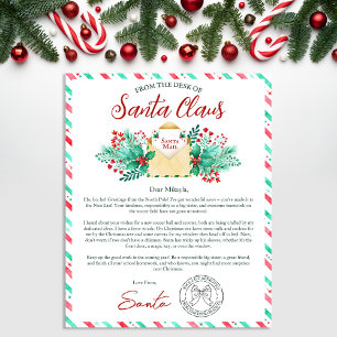 Letra Watercolor de Papai Noel para Crianças