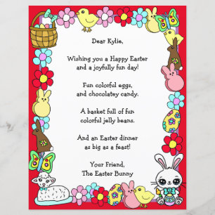 Letra Whimsical Easter Bunny e Poem Kid