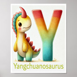 Letra Y, Dinossauro Alphabet Watercolor Poster