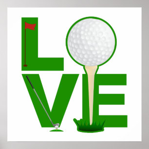 Letras do verde do impressão do golfe do AMOR