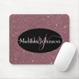 Letras elegantes em dourado rosa em Mouse Pad pret