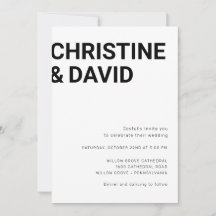 Letras em negrito minimalista simples convite bran