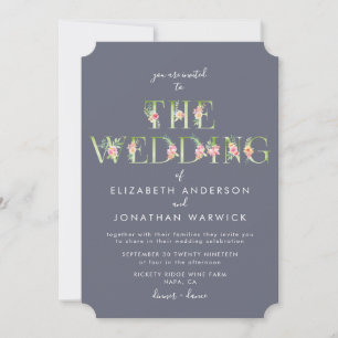 Letras Florais De Aquarela Convite De Casamento