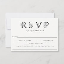 Letras Florais RSVP de Casamento com Alergia Nota